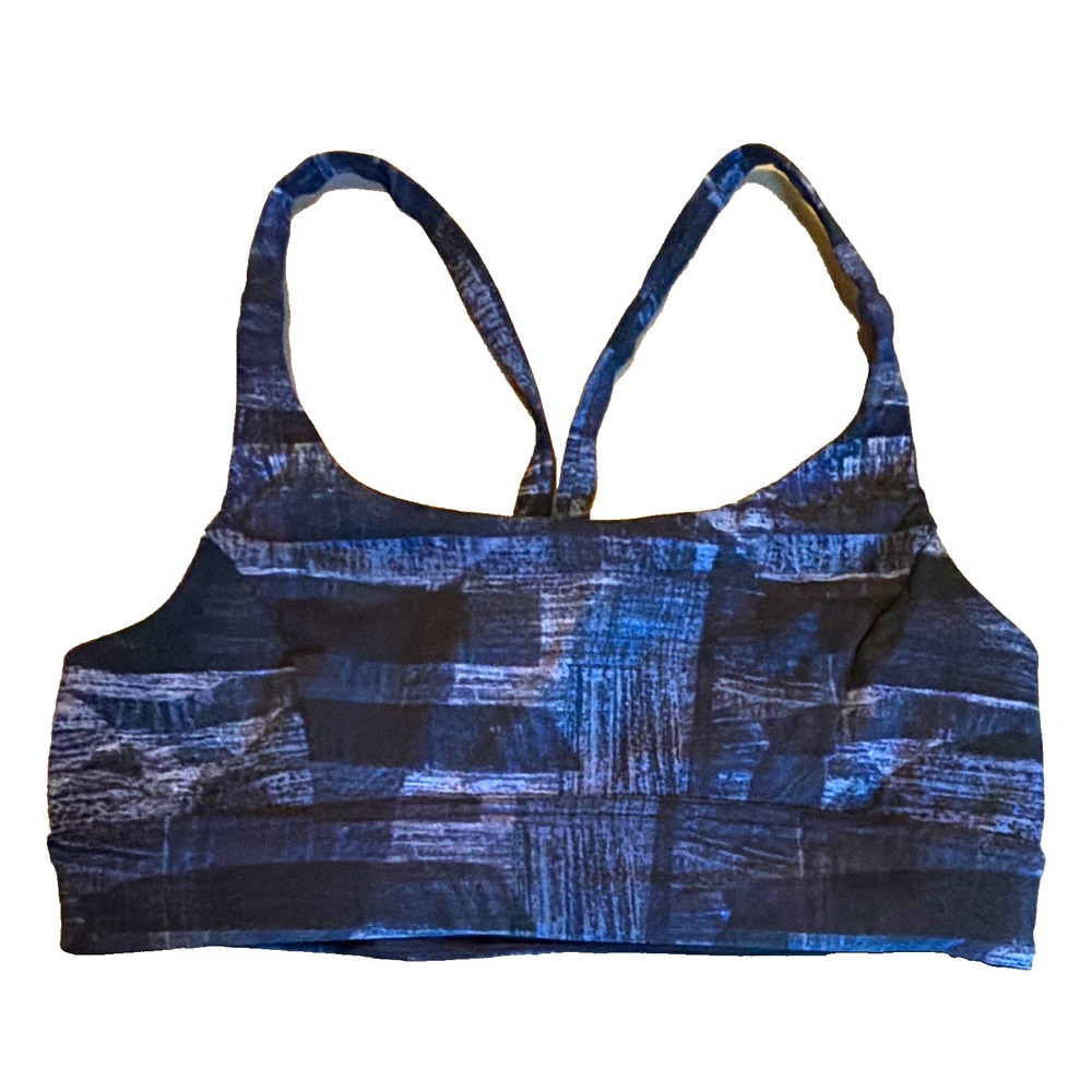 Lululemon Women's Size 10 Sports Bra Blue Geometric Print Mesh Back